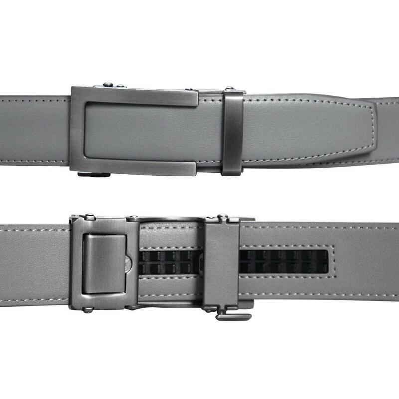Cinturón de cuero genuino de lujo para hombre, correa de marca famosa, hebilla automática de Metal, 3,0 cm, color gris