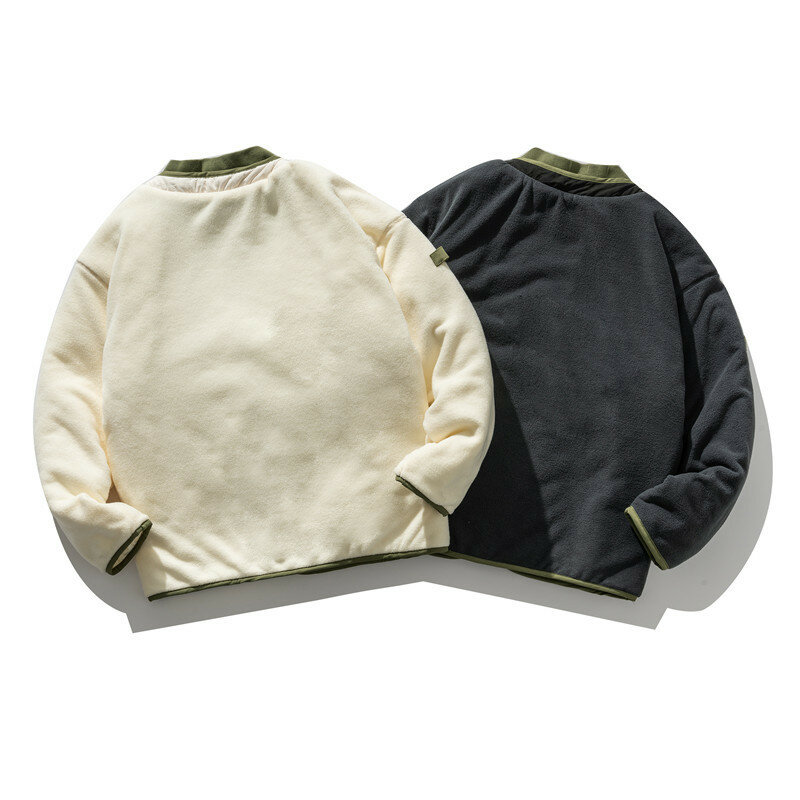 Chaqueta de algodón con cuello levantado para hombre, chaqueta de herramientas de bloqueo de color, estilo retro japonés, informal, americano, Cachemira de cordero grueso, 2021
