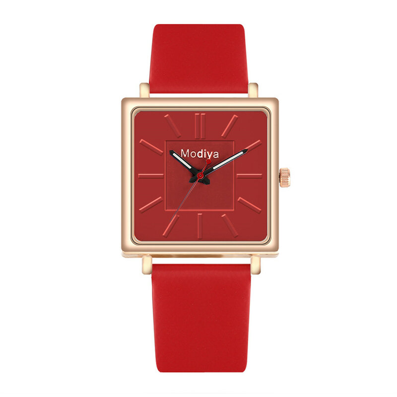 Elegante reloj de pulsera de cuarzo cuadrado analógico con correa de cuero para mujer, relojes para regalo para mujer