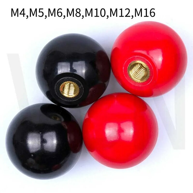 M4-M16 czarne czerwone okrągłe kulki żywiczne gałki kulkowe bakelitowa gałka dźwigni uchwyty meblowe lub wymiana akcesorium maszyny