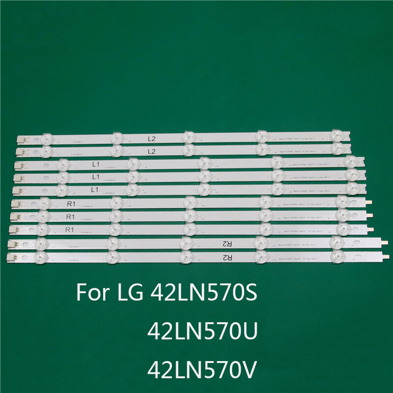 Peça de iluminação de led para tv lg, 42ln570v, 42ln570s, 42ln570u, barras de luz de fundo, régua de linha 42 ", row2.1 rev 0.01, l1, r1, r2 l2