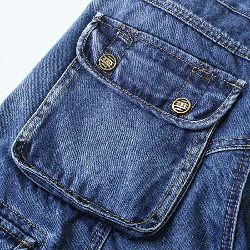Mcikkkny pantaloni Jeans Casual Cargo da uomo pantaloni Multi tasche in Denim militare per taglia maschile 29-40