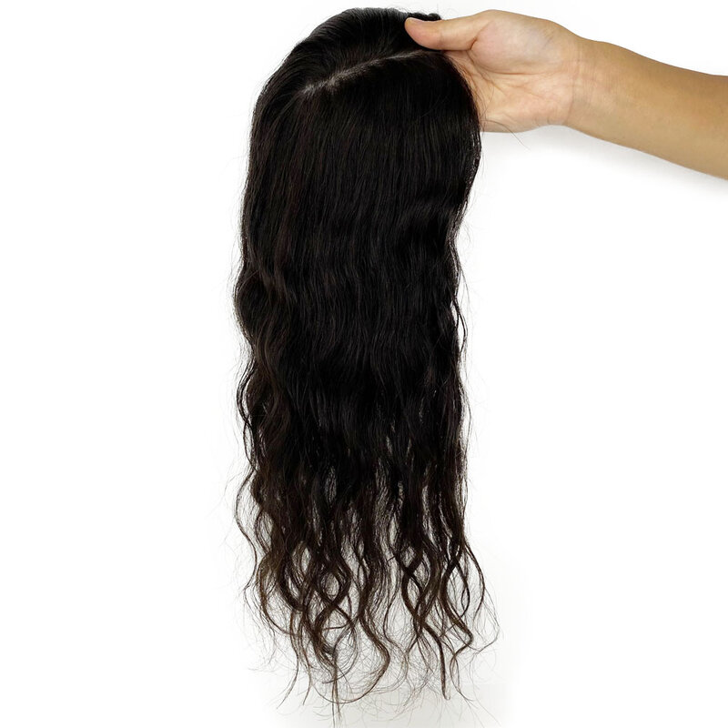 Topper brasileiro do cabelo humano do virgin da base da pele de seda para as mulheres com 4 grampos no cabelo peruca ondulada fina parte superior real do couro cabeludo
