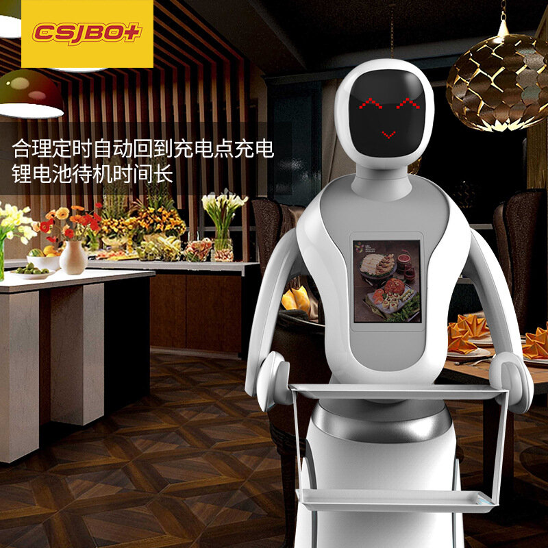 Restaurante entrega de alimentos robô inteligente serviço entrega de alimentos bem-vindo convidado trackless versão de comércio exterior pode falar inglês