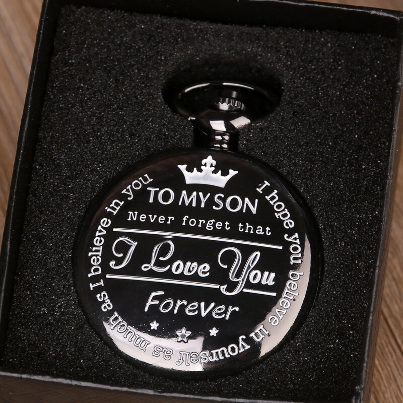 TO MY SON I LOVE YOU Forever Quartz Pocket Watch Souvenir Gifts for Children