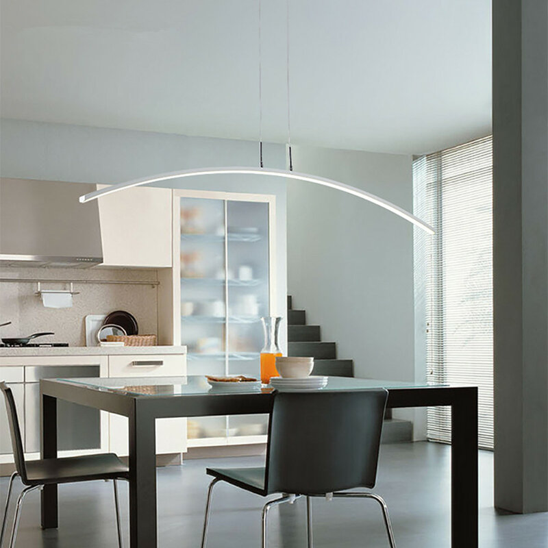 Lampe LED suspendue noire au design nordique moderne, luminaire décoratif d'intérieur, idéal pour un bureau, une cuisine, un Restaurant ou un hall