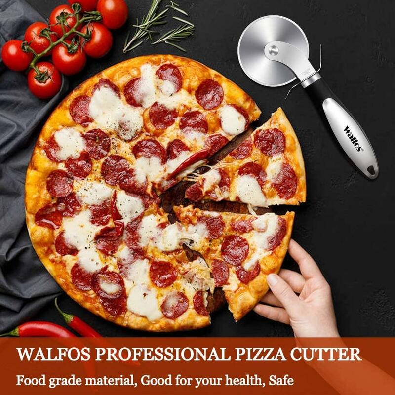 WALFOS 1 Chiếc/2 Chiếc Đồng Hồ Thép Không Gỉ Dao Cắt Bánh Pizza Pizza Chuyên Nghiệp Dao Cắt Bánh Xe Có Tay Cầm Chống Trượt Cho pizza Bánh Quế Bánh Quy