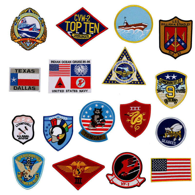 Parche de prueba de vuelo MAVERICK Ranger, Vf-1, Tomcat, US Navy Fighter, parches de insignia de escuadrón escolar, 17 Uds./set Top Gun