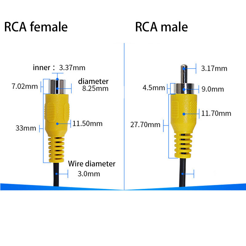 Câble audio RCA femelle/mâle pour voiture, 15cm, câble d'extension AV pour caméra vidéo stéréo à tête unique, haut-parleur