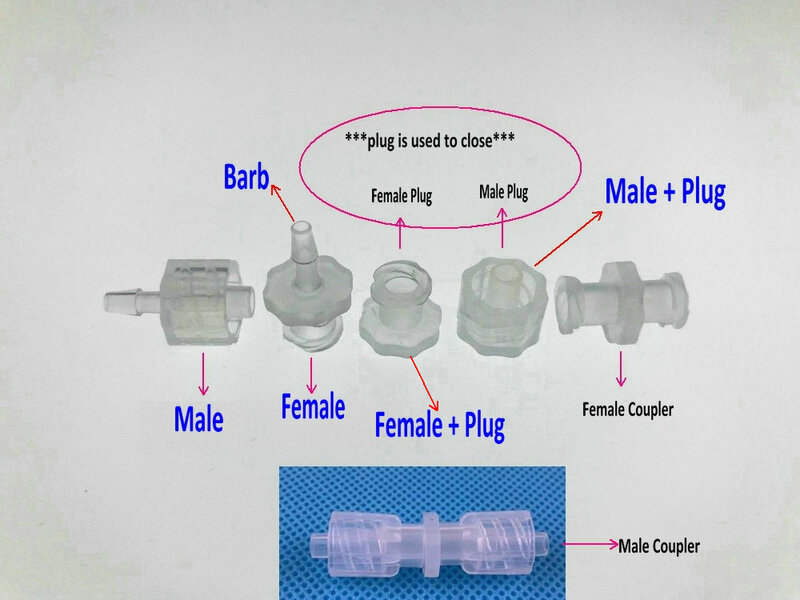Conector macho hembra Luer Lock (polyprop), equipo médico, adaptador de tapones, tapas, acopladores, 100 unids/lote