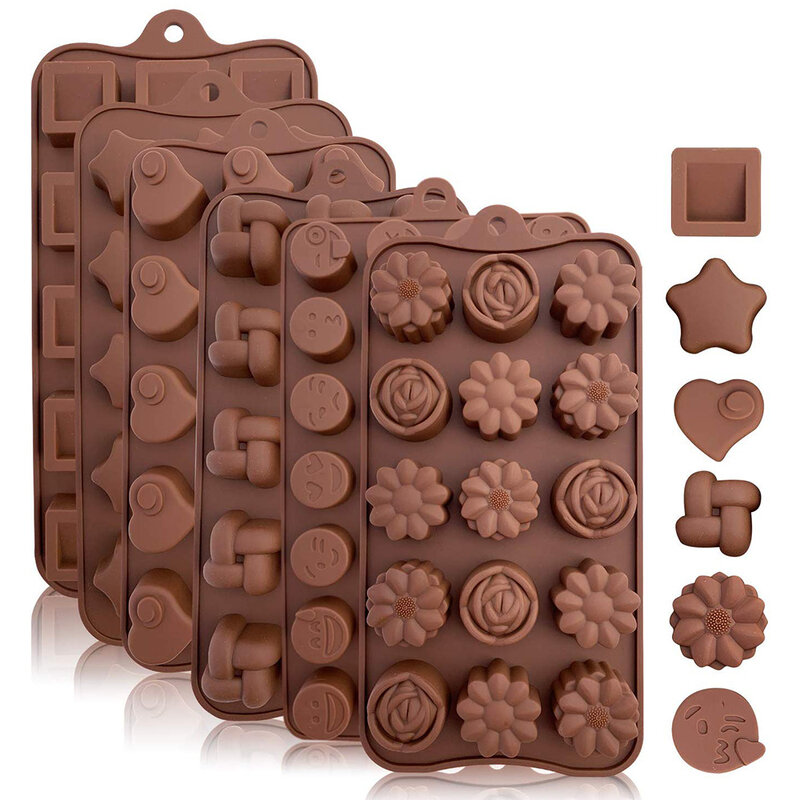 Diy silicone moldes de chocolate 22 formas de chocolate fondant bolo ferramentas de cozimento não-vara moldes de bolo geléia & doces moldes de forma 3d