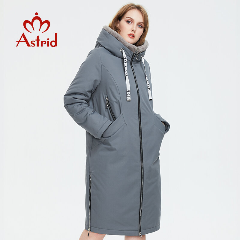 Женская зимняя парка Astrid, длинная Повседневная норковая парка с капюшоном мехом, минималистичный стиль, куртки для женщин, пальто размера плюс, парки AT-10089