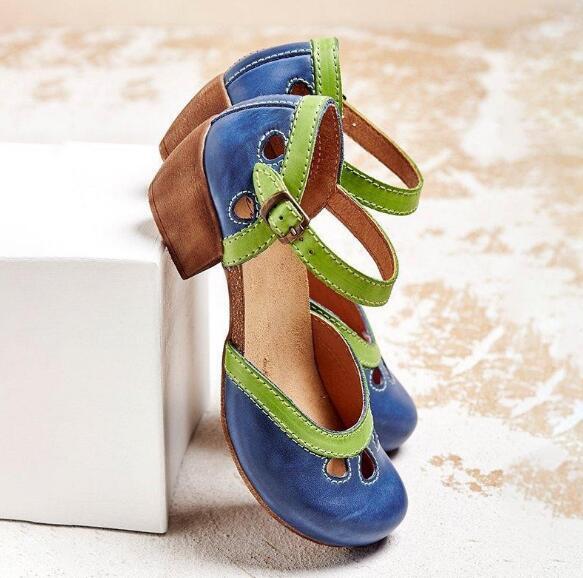 Kobiety buty sandały letnie średnio wysokie klamerka do butów PU skóra Gladiator luksusowe buty damskie projektanci Zapatos De Mujer E21