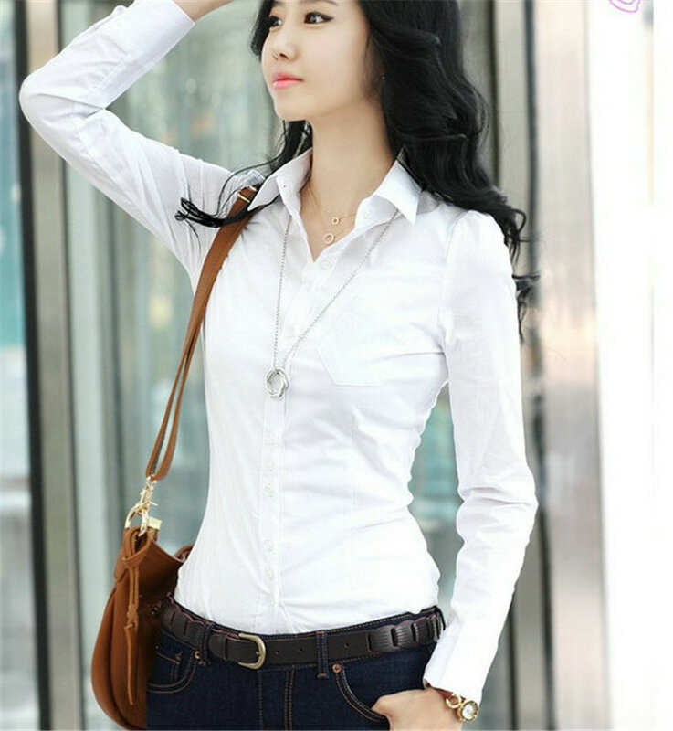 Blusas blancas coreanas para mujer, blusas informales de manga larga, blusas negras, Tops para mujer, 2XL, gran oferta, primavera 2021