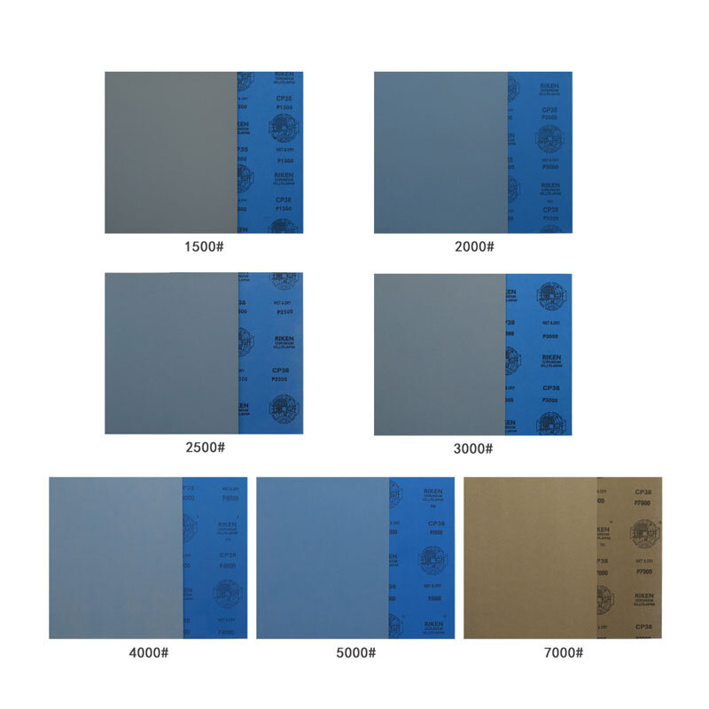 Riken-papel de lixa quadrado cp38 9 "x11", super fino, para molhado e seco, 1500, 2000, 2500, 3000, 4000, 5000, para modelo de plástico