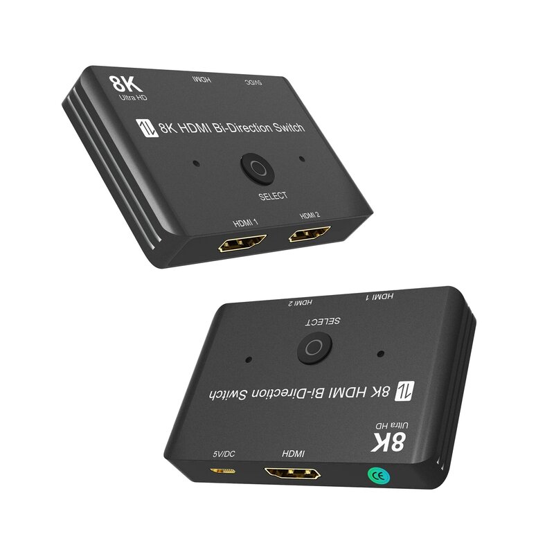 Répartiteur de commutateur bidirectionnel compatible HDMI Ultra HD 2.1, 8K @ 60Hz, 4K @ 120Hz, 1 entrée, 2 sorties, adaptateur pour Xbox PS5 Qurtors