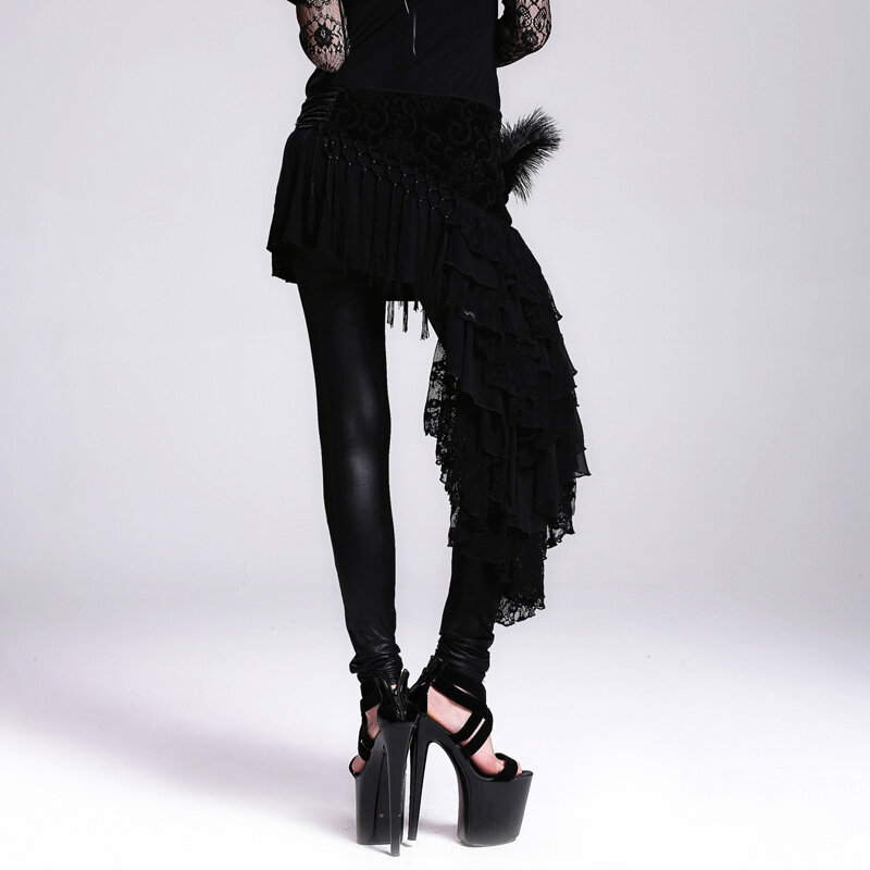 Cinturón Negro gótico Vintage Devil Fashion para mujer, faja, lazos para la cintura, borlas, accesorio Irregular para ropa de fiesta AS015