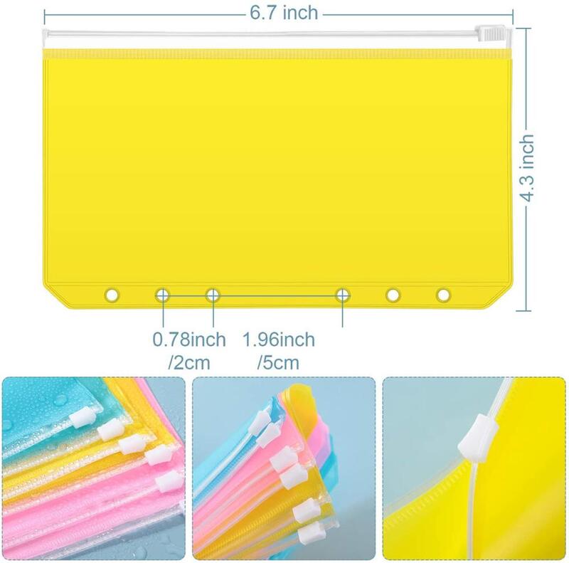 A6 raccoglitore tasca colorata 6 fori foglia sciolta borsa con cerniera raccoglitore di plastica cartelle con cerniera borse per File impermeabili per adesivo per documenti