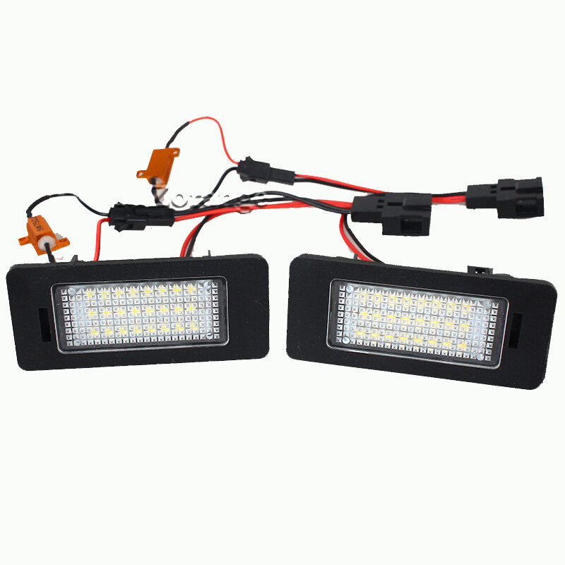 Lampu pelat nomor LED, 2 buah lampu pelat nomor LED untuk B6 Luar Biasa/untuk cepat/untuk Yeti/untuk Fabia 24-SMD aksesoris mobil