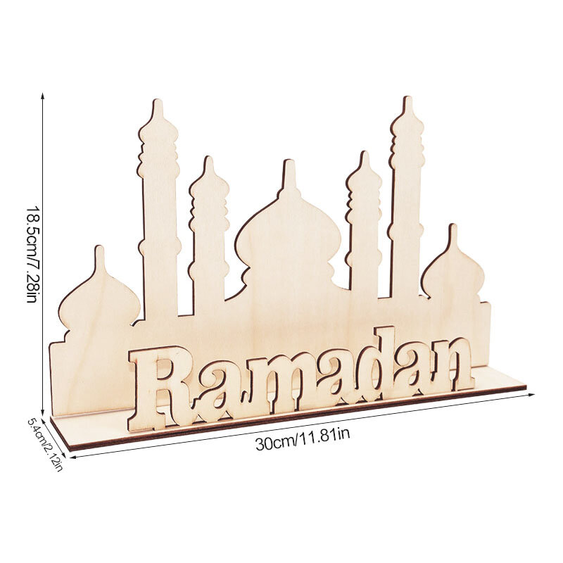 Wooden EID Mubarak Decoration Ramadan Mubarak Ornaments Islamic Muslim Pendant Eid Al Adha Party Supplies Ramadan Kareem Gifts