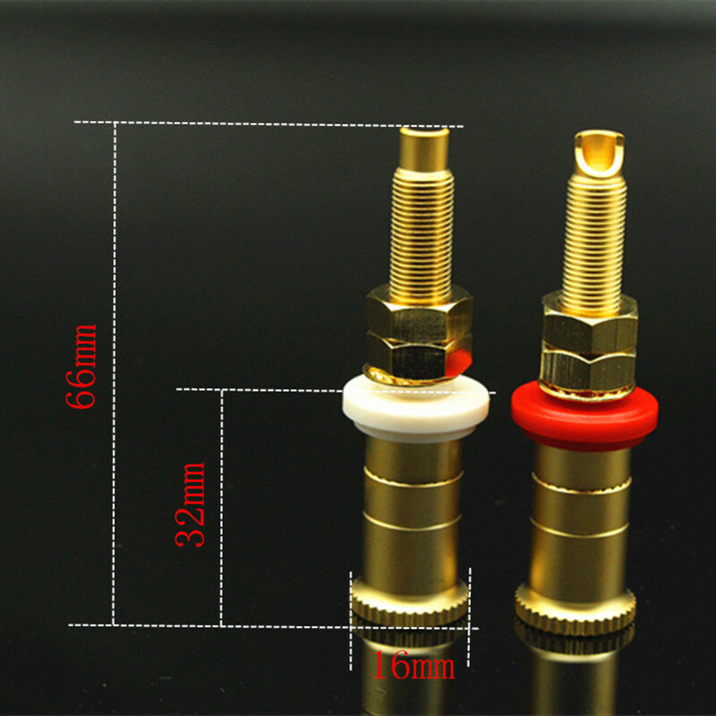 Poste de liaison en cuivre plaqué or/argent/cuivre rouge, Long et court, accessoire de câble de haut-parleur 4 pièces