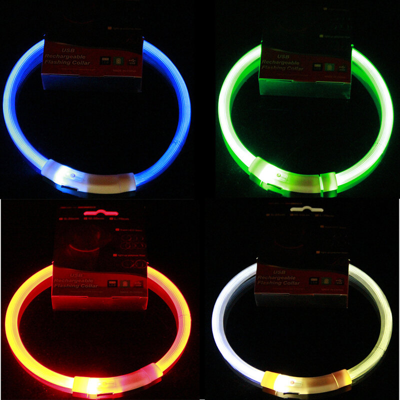 Collare Dell'animale Domestico del LED Luminoso USB di Ricarica Collare Teddy Luce di Notte Bandana Medio-piccolo Grande Cane Gatto Forniture
