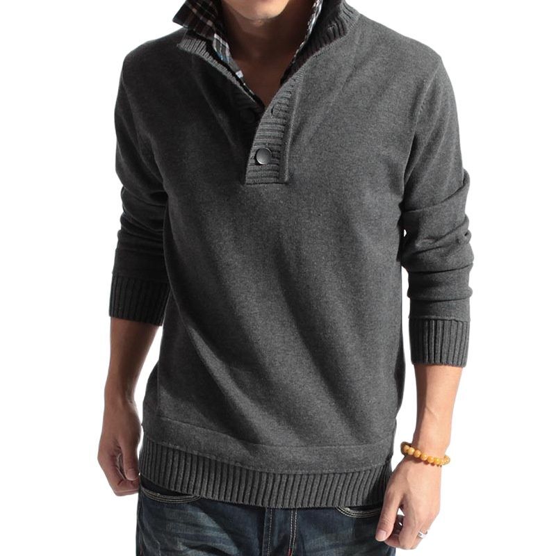 ZOEQO-새로운 남성 패션 니트 스웨터, 남성 긴 소매 풀오버 턴 다운 니트웨어 코트, 캐주얼 슬림 스웨터, 남성 의류 0423