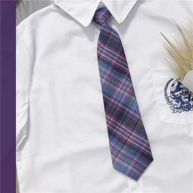 Gravata de pescoço xadrez feminina, uniforme profissional, para cosplay na escola, acessórios para camisas de estudantes