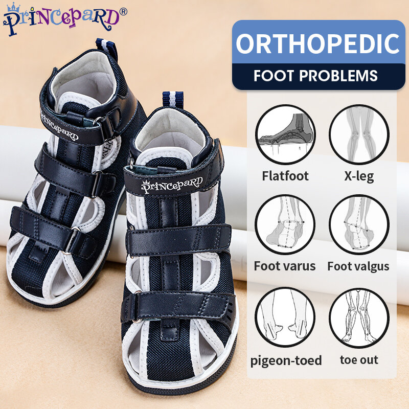 Princepard 2022 Children Orthopedic Shoes for Flat Feet Summer Kids Footwear Closed Toe Boys Girls Sandals with Ankle Support