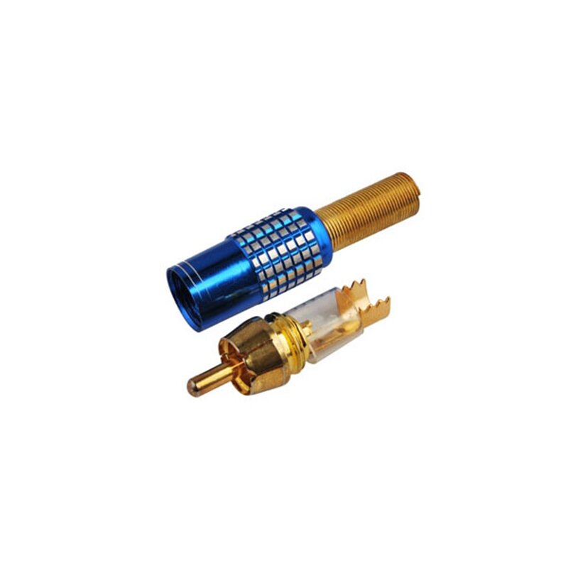 Superbat RCA męski prosty zaciskany niebieski łącznik do kabla 50-5