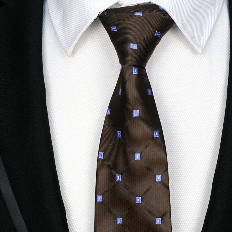Gravata de jacquard masculina, gravata floral com ponto, gravata masculina clássica, negócio formal, festa de casamento, noivo, marrom, na moda, 8cm