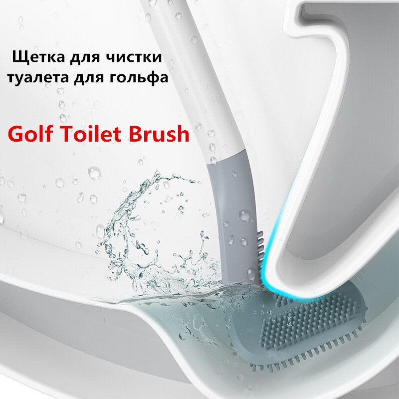 Toaleta czyszczenie szczotka silikonowa głowica golfowa łazienka hak ścienny wisząca długa rączka kucana muszla klozetowa Cleaner szczotka do czyszczenia WC