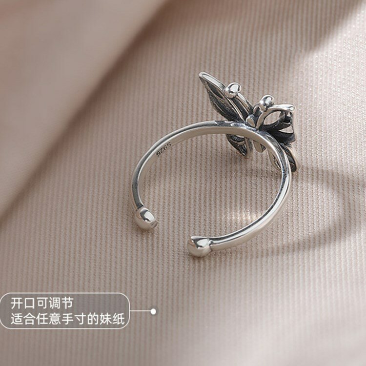 Prawdziwy 925 srebro geometryczny motyl vintage regulowany pierścionek minimalistyczna piękna biżuteria dla kobiet Party prezent