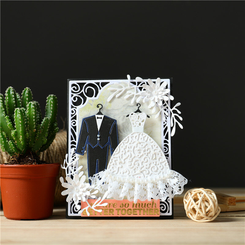 Inlovearts molde de metal de casamento para casal, scrapbook, decoração de papel, faca de artesanato, molde de lâmina, estêncil, corte