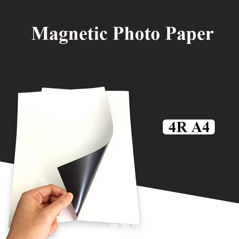 Papel fotográfico magnético, papel fotográfico de impressão a jato de tinta, adesivos fosco brilhantes, ímã de geladeira DIY, A4 4R