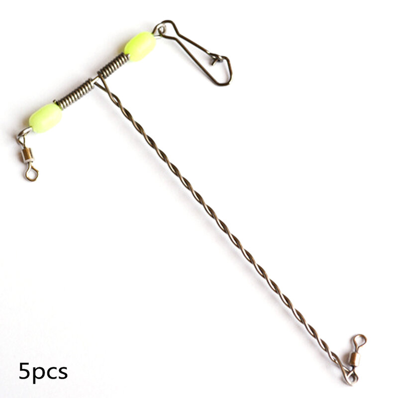 5pcs Snap Fishing Connector Accessories Luminous Beads T Shape Swivel Outdoor Tackle Sea Balance Stainless Steel