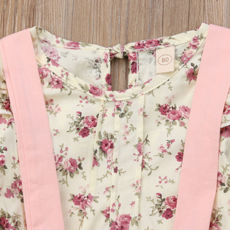 2 Buah Baju Musim Dingin Bayi Perempuan Anak-anak Balita Atasan Motif Bunga + Celana Baju Terusan Set Baju Anak Perempuan Manis