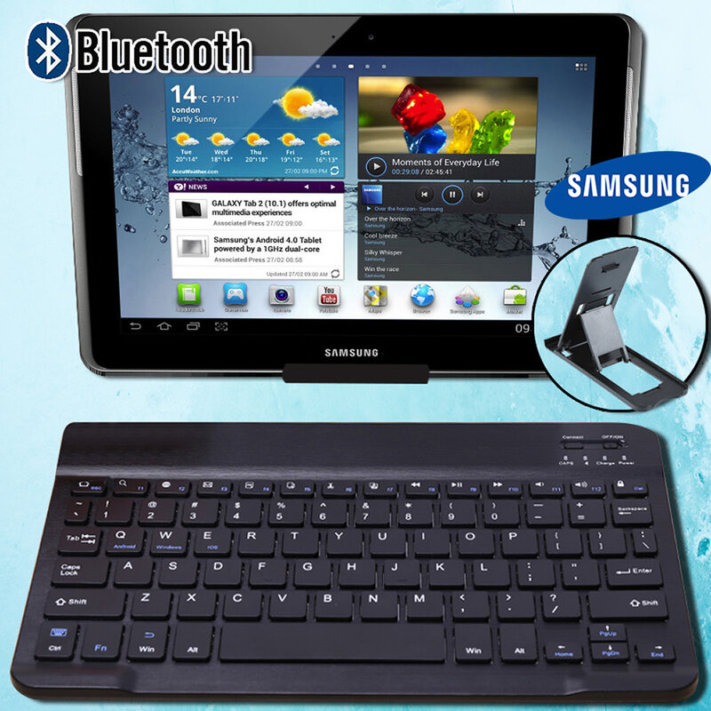 Profissional teclado sem fio Bluetooth Tablet, portátil Mini ultra-fino teclado, Samsung Galaxy Livro 10.6, Nota 10.1, Tab 10.1, Tab E 9.6