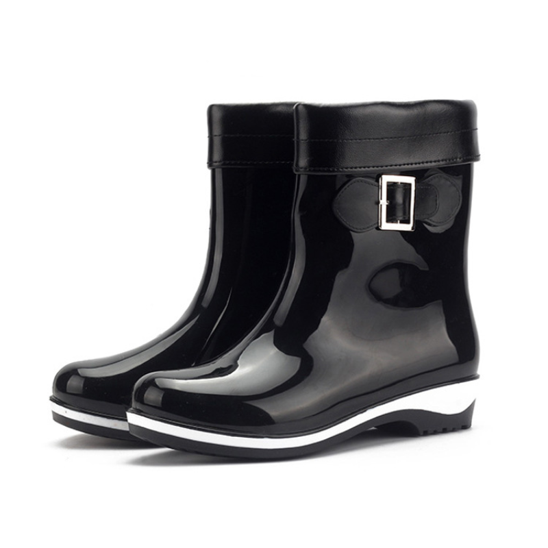 Plus aksamitne kalosze damskie 3CM platformy botki kalosze buty dla kobiet wodoodporna praca moda słodkie cukierki RainBoots