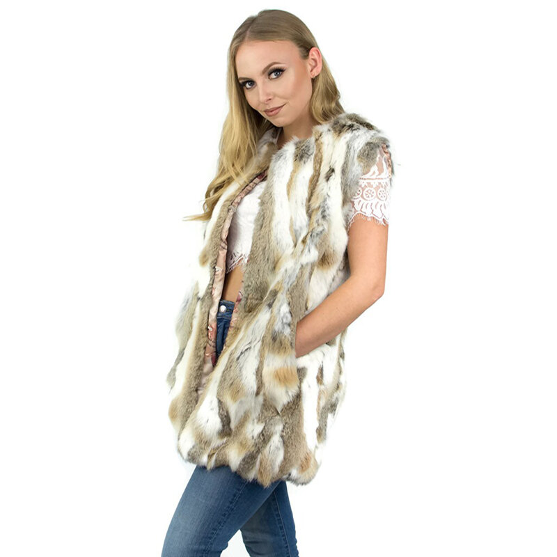 Chaleco de piel de conejo natural auténtica para mujer, chaqueta cálida de invierno, personalización, nuevo