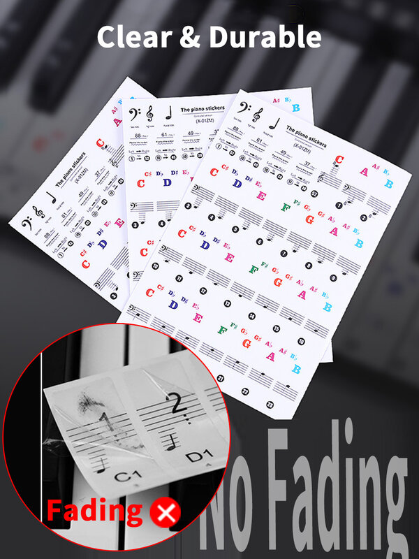 Notas musicales para Pegatinas de Piano, accesorios para teclado, instrumentos musicales, piezas de protección, sintetizador, 88, 61 teclas