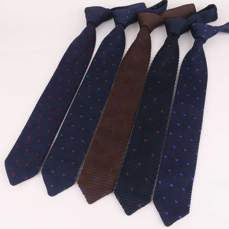 Corbata de lana de alta calidad para hombre, corbata de 148-6cm, tejido Jacquard de lunares, accesorios de negocios para caballeros