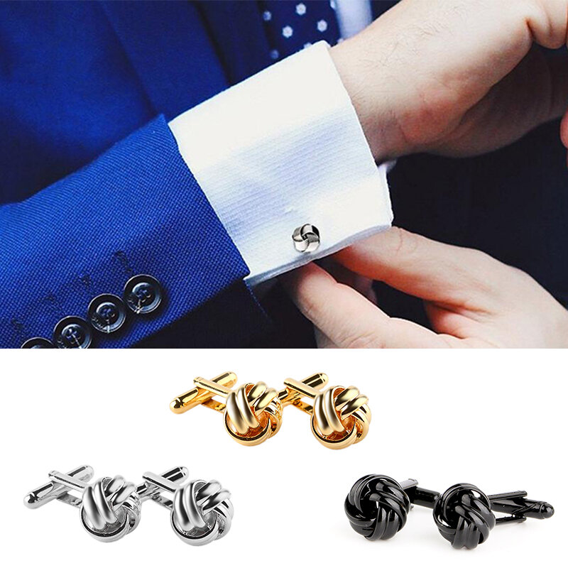 Quality Mens Stainless Steel Shirt Cufflinks French Round Knot Shirt Cuffs Suit Accessories Wedding Jewelry Gifts 1pair