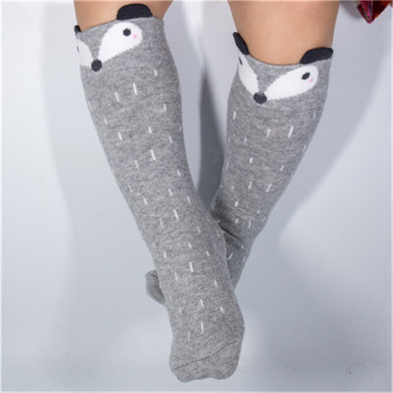 Spring Autumn Unisex Baby Boy long Socks Fashion cartoon cat/bunny/fox squirrel Children Sock knee high Cotton Kids Girl Socks