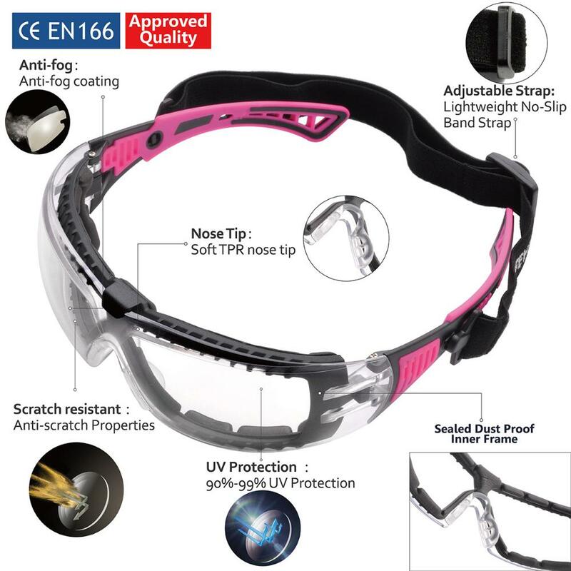 SAFEYEAR 안전 안경 충격 방지 PC 렌즈 고글 스플래시 UV 방풍 라이딩 보호 작업 안경, 여성 및 남성용 클리어