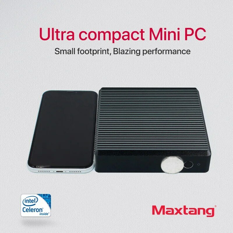 Maxtang 팬리스 미니 PC 인텔 셀러론 J1900 J1800, 데스크탑 컴퓨터 윈도우 10, 게이밍 PC DDR3 8GB RAM MSATA 128G SSD, 가장 저렴한