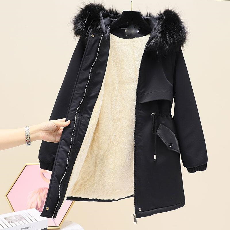 2022 New Hooded Overcoat Parka 4XL 툴링 코튼 패딩 자켓 여성 겨울 코튼 코트 자켓 루스 지퍼 겉옷 여성