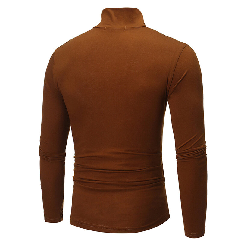 Mens T-Shirt Solid Color Turtleneck Long Sleeve Bottoming Tops High Collar Casual Warm T-shirts for Men camisetas ropa hombre