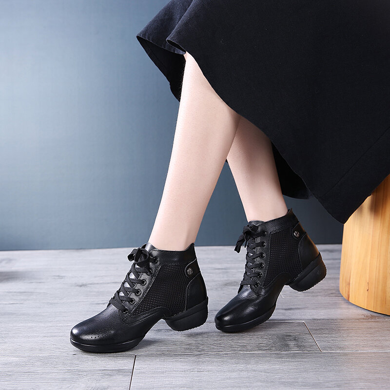 Tari Sepatu Kulit Sepatu Bot Tari Persegi Meningkatkan Sepatu Dansa Sepatu Lembut Sole Sepatu Dansa Tari Modern Sepatu