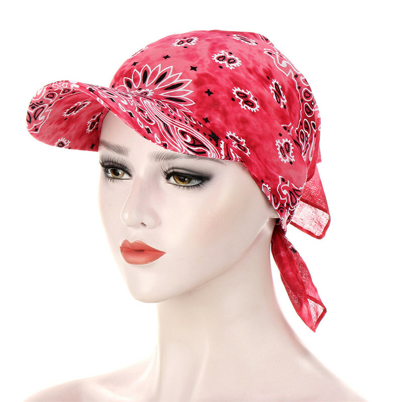 Womens Visor Hat Sunhat Printed Head Scarf Keep Warm Candy Color Multi-Function Warm Sunscreen With Cap Cotton Print Headband